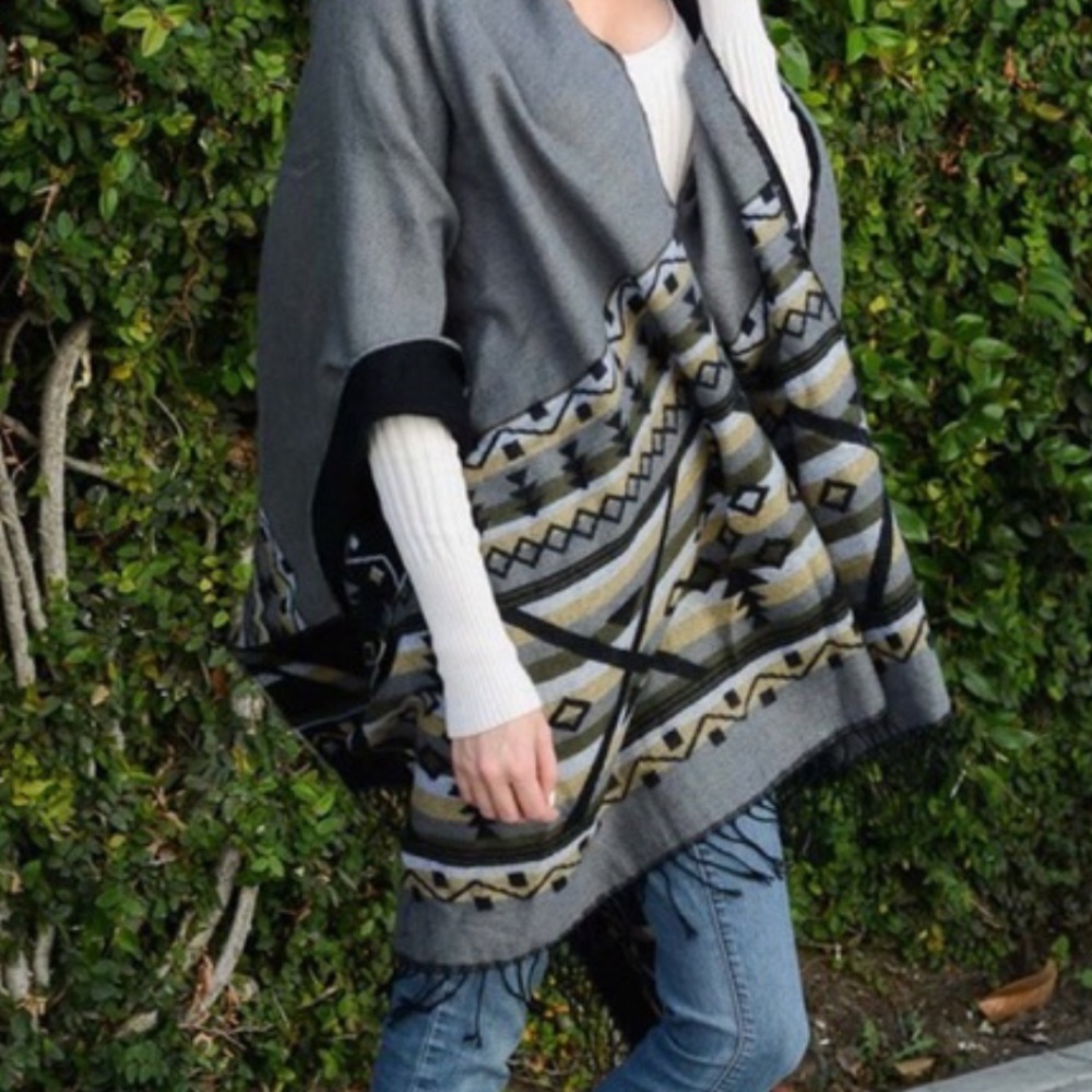 GREY FLANNEL WRAPPED KIMONO SCARF NWT - Picture 4 of 7